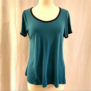 LuLaRoe teal t-shirt with navy trim